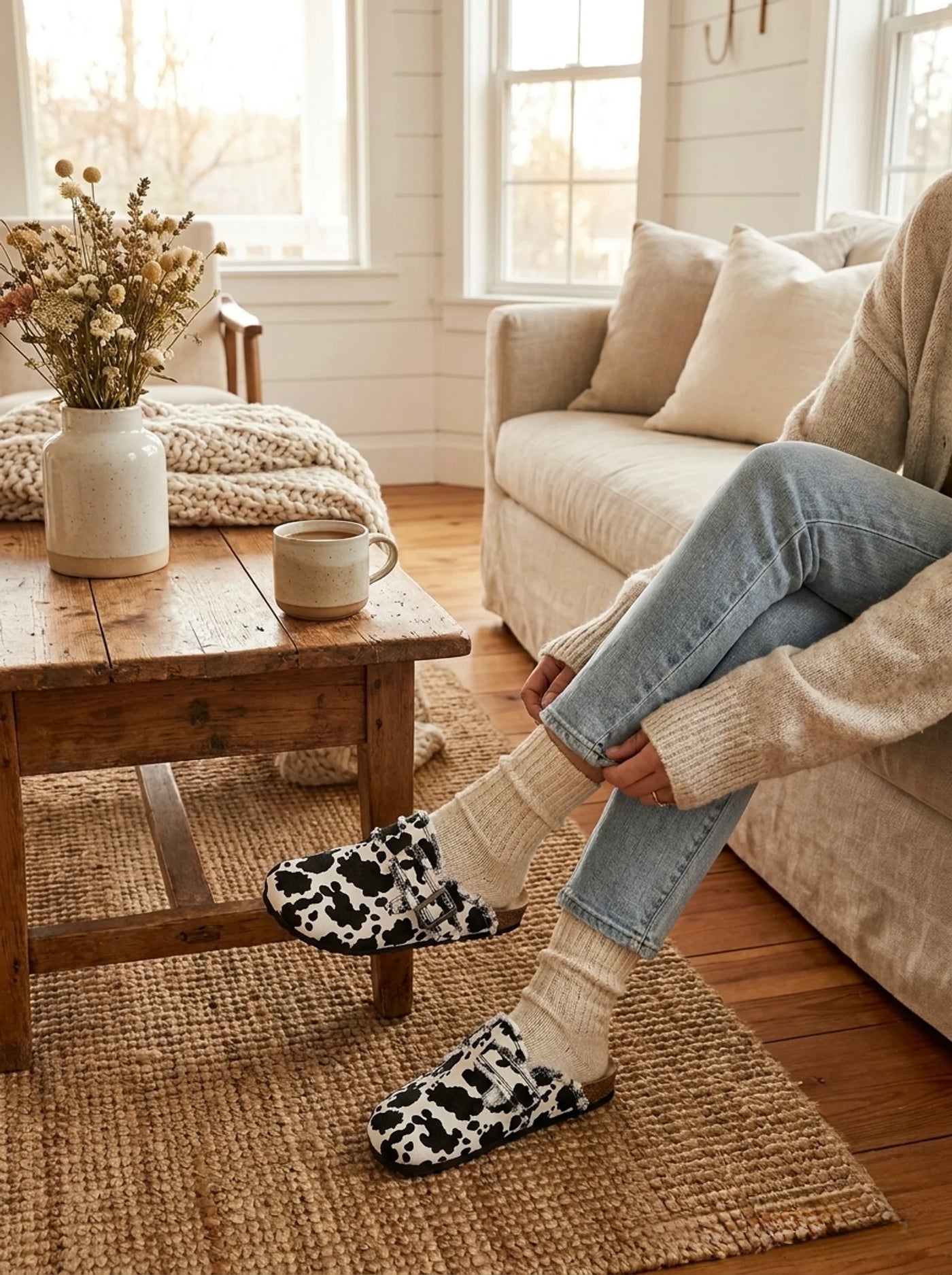 The Sunday Mule by STILL. in Inkwell — deep navy-black canvas buckled clog in a quiet, editorial setting.